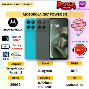 Moto G67 Power 5G - RAM 8GB 256GB - Snapdragon7s Gen2 - 7000mAh SiliconCarbon - 50MP Sony LYTIA600
