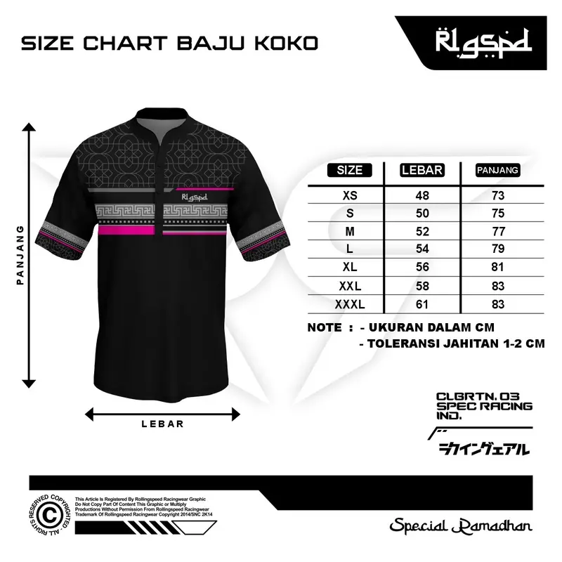 Rollingspeed - Koko Jersey Black - Jersey Lengan Pendek Baju Motif 6