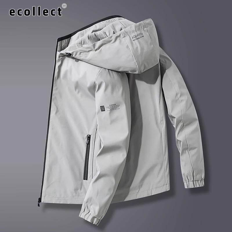  Áo khoác gió nam ECOLLECT G18 phom rộng có mũ trượt nước phong cách business casual Thu Đông 2025 