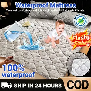 Matras Protector Waterproof/Pelindung kasur/Matras Protector Kasur Anak/Matras Kasur Rajut Anti Air/Emboss Aesthetic & Anti Noda  Size: (90 x 200) ~ (200 x 200) cm