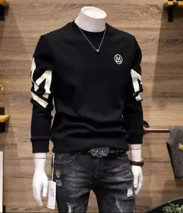 Elite Ideal Kaos Pria Keren Baju Cowok Trendy Crewneck Elegan Sweatshirt Cowok Kekinian Pakaian Lengan Panjang Sweater Nyaman Maknuman New