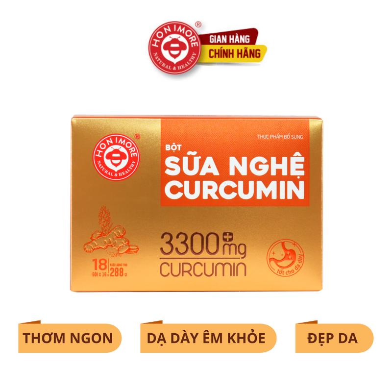 Sữa nghệ Curcumin Honimore 3300mg |hộp 288g |18gói|dành cho người dạ dày|Phụ nữ sau sinh|Tốt cho da