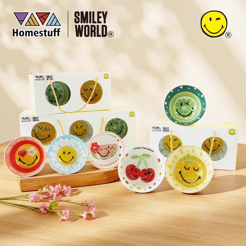 [SNI] HOMESTUFF x SmileyWorld / Hampers Mangkok Set SmileyWorld / Motif SmileyWorld lucu / Bowl Set Japanesse motif SmileyWorld Souvenir / Garansi 0