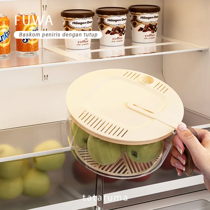 FUWA - Peniris Sayur Buah Beras dengan Tutup dan Handle Baskom Modern 7