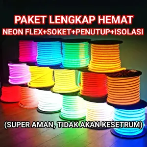 PAKET HEMAT LED NEON FLEX 11M - 20M (LED, SOCKET, TUTUP, ISOLASI)