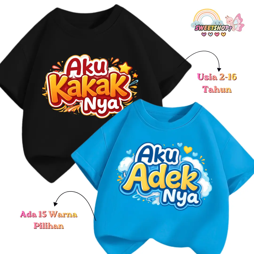 Kaos Anak Couple KAKAK ADEK Lucu & Gemes Cocok Untuk Anak Laki-Laki & Perempuan Usia 2-16 Tahun