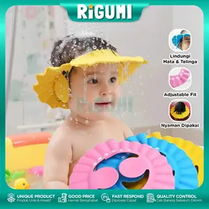 Topi Keramas Bayi Adjustable Premium Penutup Kepala Mandi Anak Cegah Air Masuk Mata Telinga