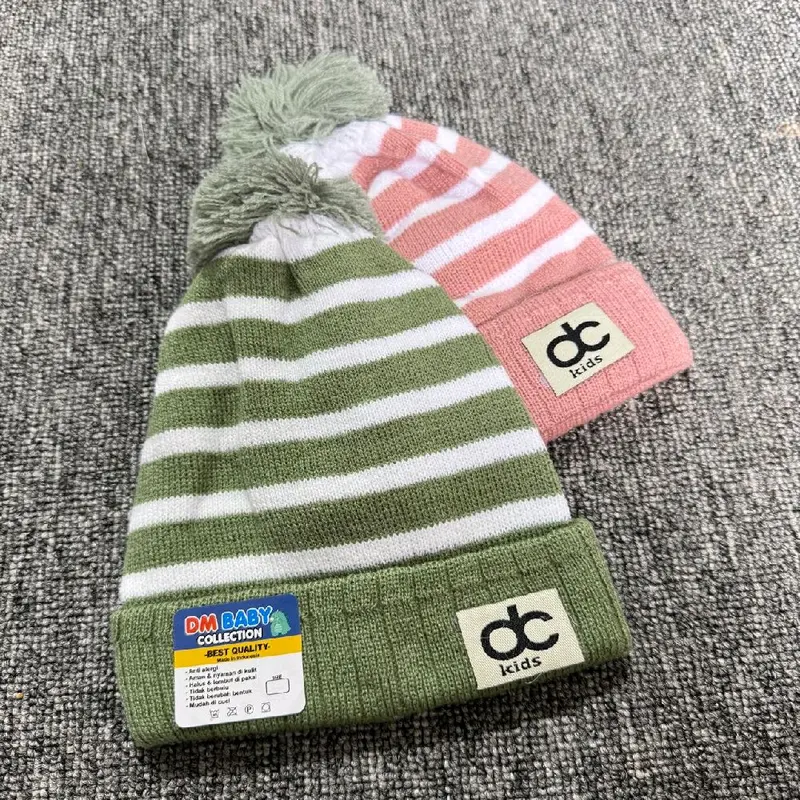 Kupluk Bayi Rajut Model JAMBUL Motif SALUR 0-12 Bulan DC Kids Kupluk Penutup kepala Bayi Trendy DM Baby 6