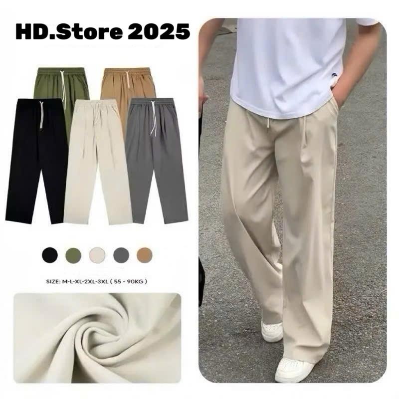 Quần kaki dù ống rộng quần dài fom suông chất vải kaki dù mêm thoáng mát