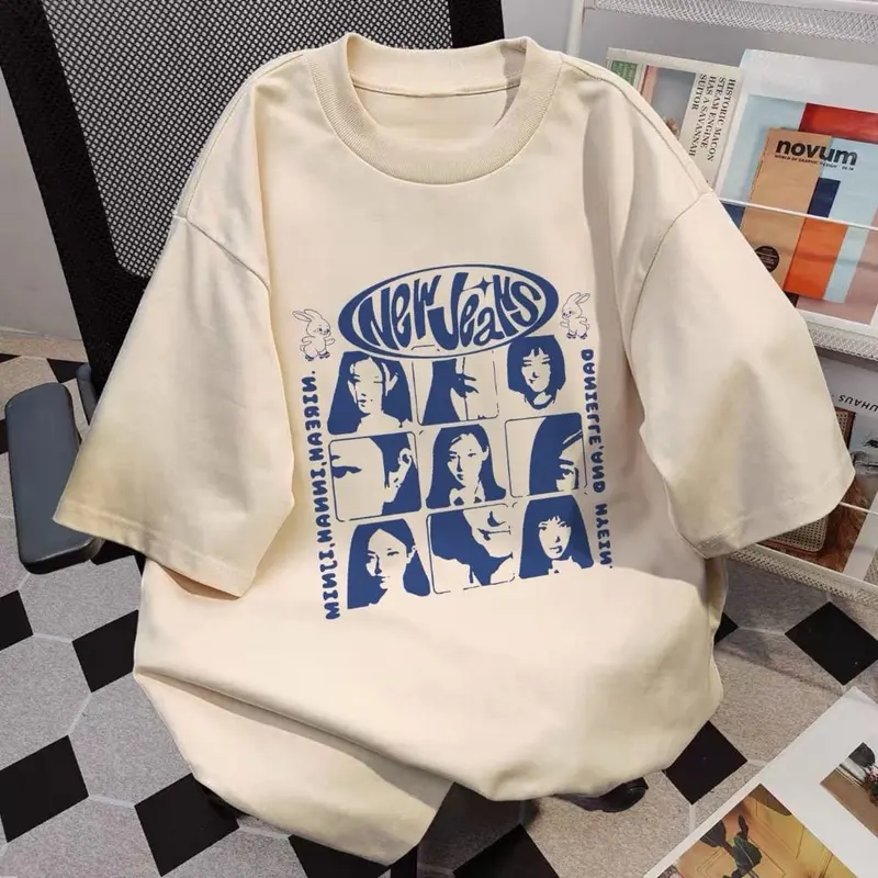 NEW JEANS KAOS WANITA KAOS love casual Pas baju lengan pendek   baju atasan Couple Kaos wanita Fashion Oblong Panjang Oversize Polos Katun Cewek Pasangan Dewasa 2