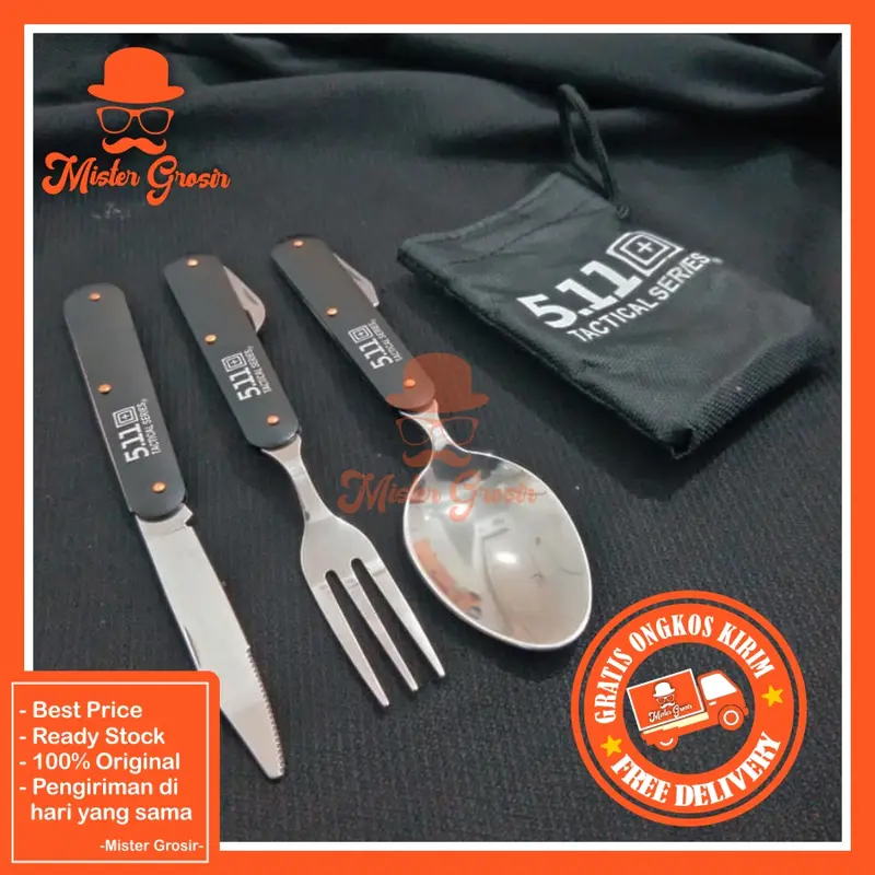 Sendok Lipat 5.11 Sendok Ultralight Sendok Set Pendaki Sendok Multifungsi Hiking Camping Traveling 3