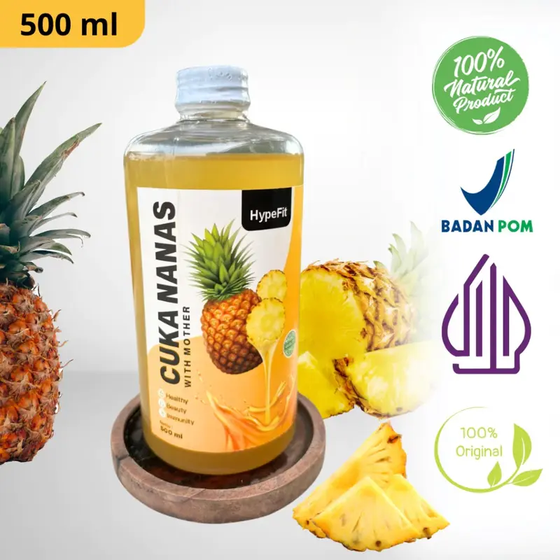 Hypefit - Cuka Nanas Minuman Herbal Sehat Berkualitas With Mother 500ml - Meningatkan Daya Tahan Tubuh dan Mengatasi Diabetes - COD 4