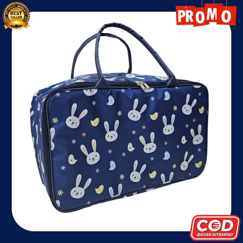 Travel Bag Tas Pakaian Tas Mudik Motif Ukuran Jumbo 50cm Pria Wanita - Kelinci Navy 1