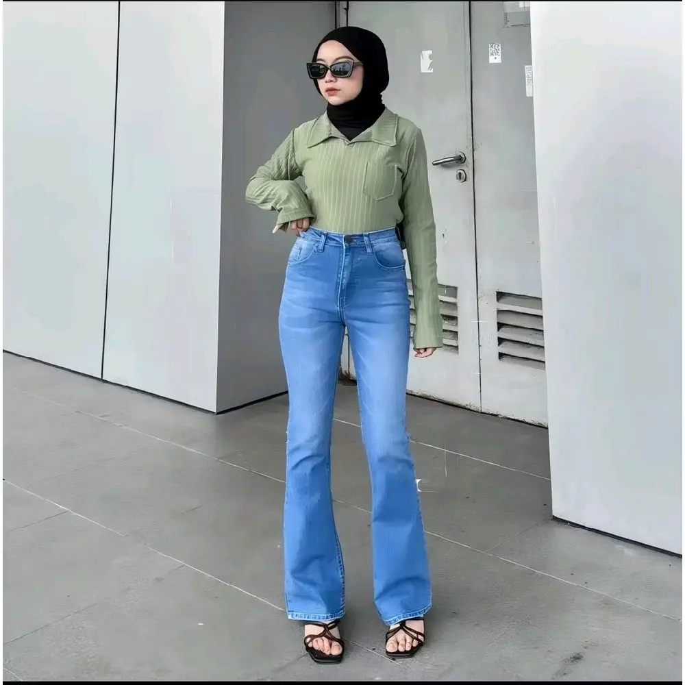 Jeans Cubray Lipat Soft Panjang Nyaman jubarai cewek jeans model duyung