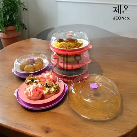 Tudung Saji Crystal Jeon 2 Susun - Tudung Saji Modern - Tudung Saji Kristal Susun 2 - Tempat Penyimpanan Makanan - Tudung Saji Bening Ungu Biru Putih Buah Sayur 1