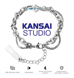 KANSAI-Gelang titanium pria, tali gelang vintage pria, bahan tahan air dan hipoalergenik