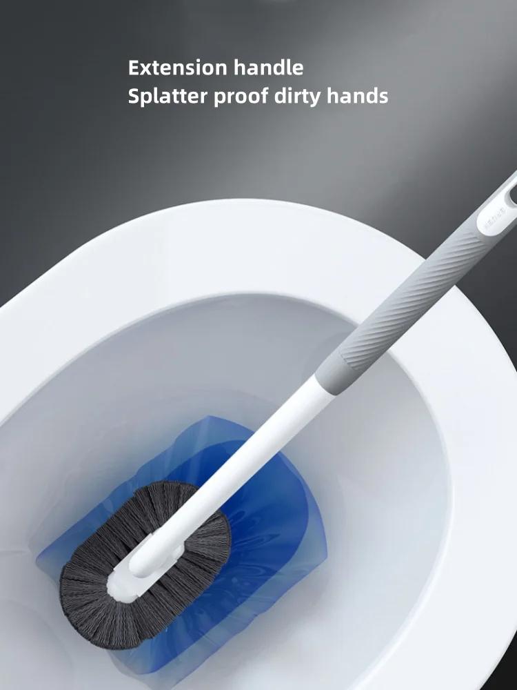 Product Introduction of Toilet Brush Long Handle Wall Mounted Bathroom Scrubber with Stiff Curved Bristles Under Rim Cleaner Plastic Brush Set Deep Cleaning Tool for Toilet Bowl Kitchen Floor No Dead Corners Design Durable Home Bathroom Cleaning Kit 2