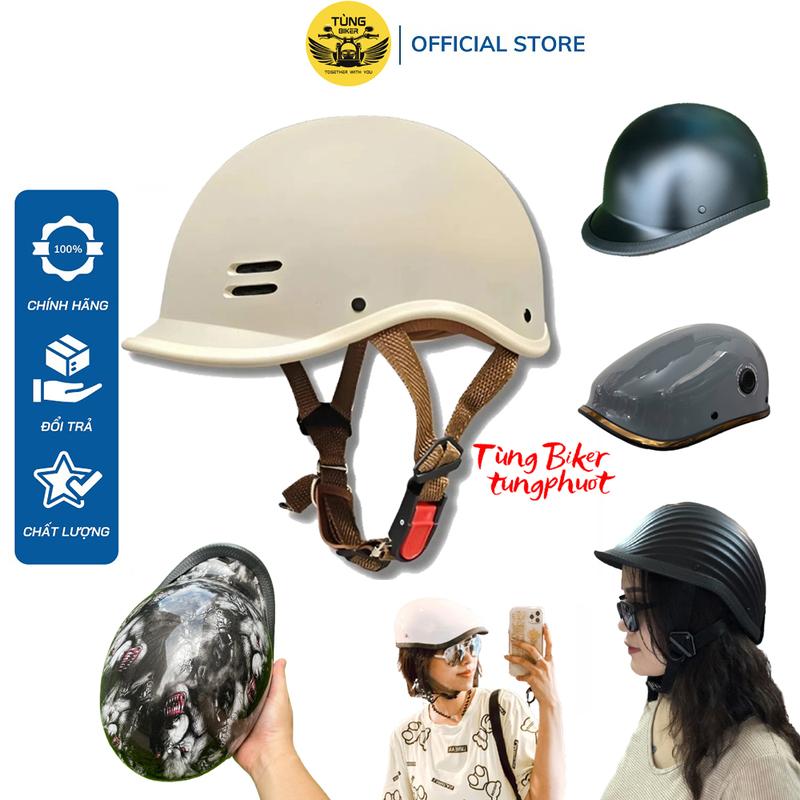  Mũ Bảo Hiểm Nửa Đầu Thời Trang Đua Ngựa Thể Thao Gangster Đội Ngược Vỏ Sò Beret Cá Heo Dạo Phố 