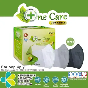 Masker Duckbill Earloop One Care Masker Earloop 4 ply 50 pcs Dewasa