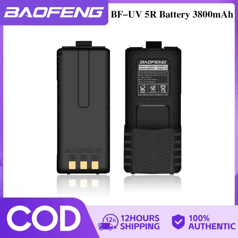 Baofeng Baterai HT UV-5R 3800mAh BL-5 BF 5R UV5R UV5 BESAR uv5re Kapasitas batre BESAR v6r Bofeng FM-v6r Battery UV7 JUMBO GEDE