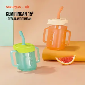 (COD) STOK TERAKHIR !!! Sakumini Curve Straw Training Cup Gelas Botol Minum Latihan Viral Sedotan Anak Bayi Anti Tumpah Aman BPA Free