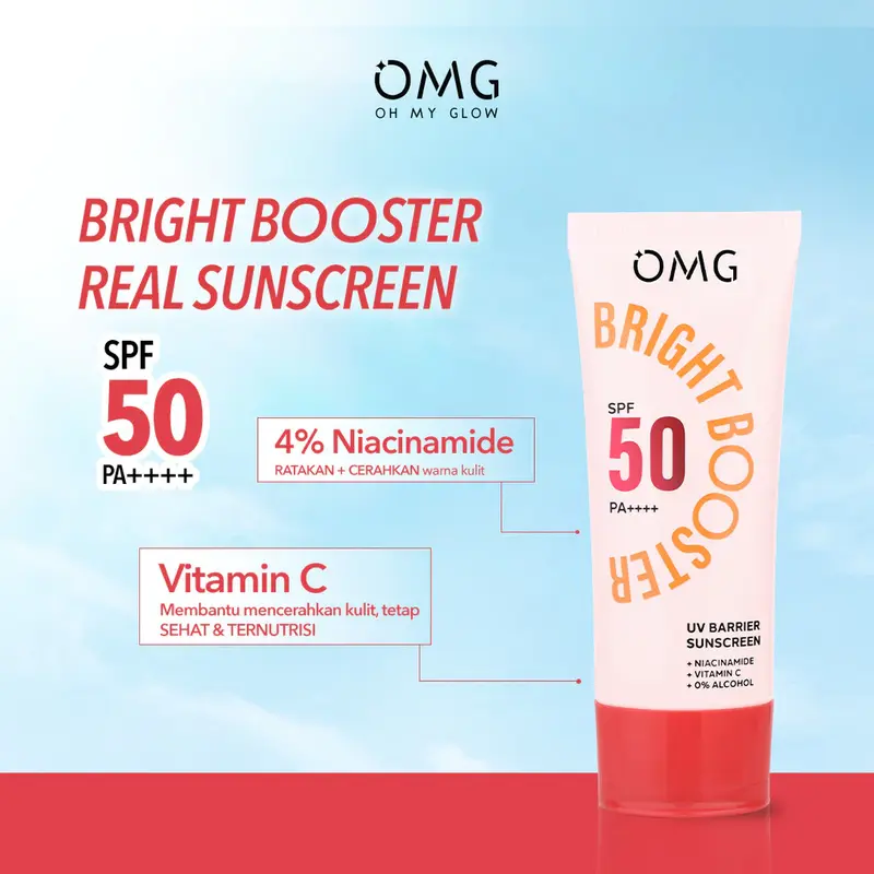 OMG Oh My Glow Bright Booster UV Barrier Sunscreen SPF 50 PA++++ - Untuk Semua Jenis Kulit - 25ml | 60ml 1