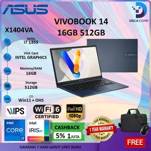 ASUS Vivobook 14 i7-1355u/i5-1334u/i3-1315u 8GB/16GB 512GB W11 14 INC FHD IPS GEN 13/X1404VA