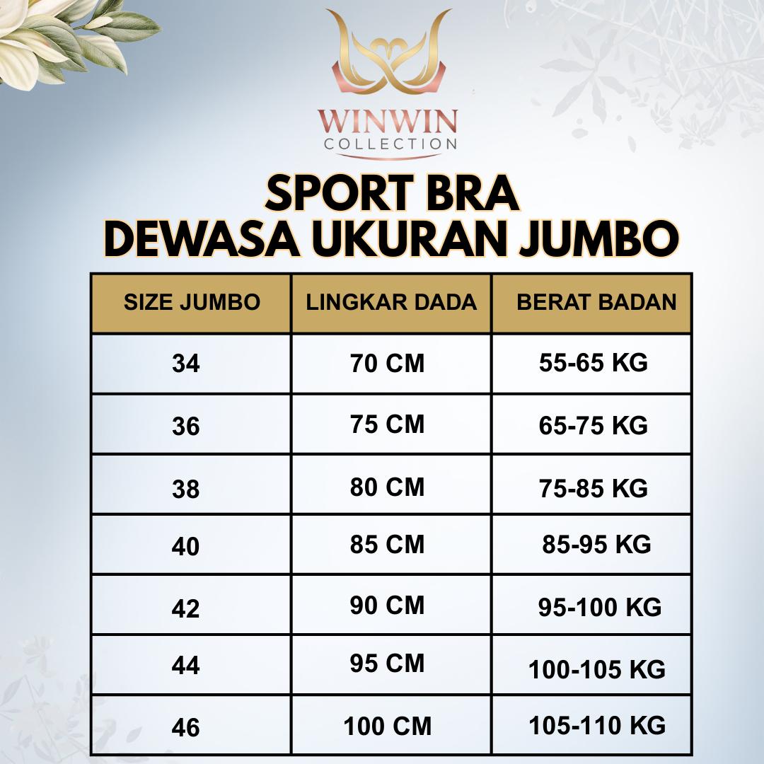 WINWIN Bra Wanita-JUMBO SIZE-Tanpa Kawat Bahan Katun Lembut Nyaman Untuk Aktivitas Sehari-hari Size JUMBO 34-36-38-40-42-44-46 Original Berkualitas Tinggi