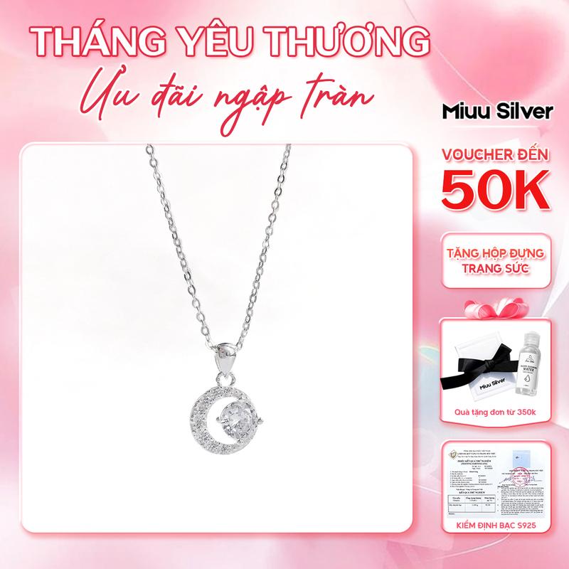 Dây chuyền bạc nữ Miuu Silver, vòng cổ nữ hình mặt trăng Mystery Moonie