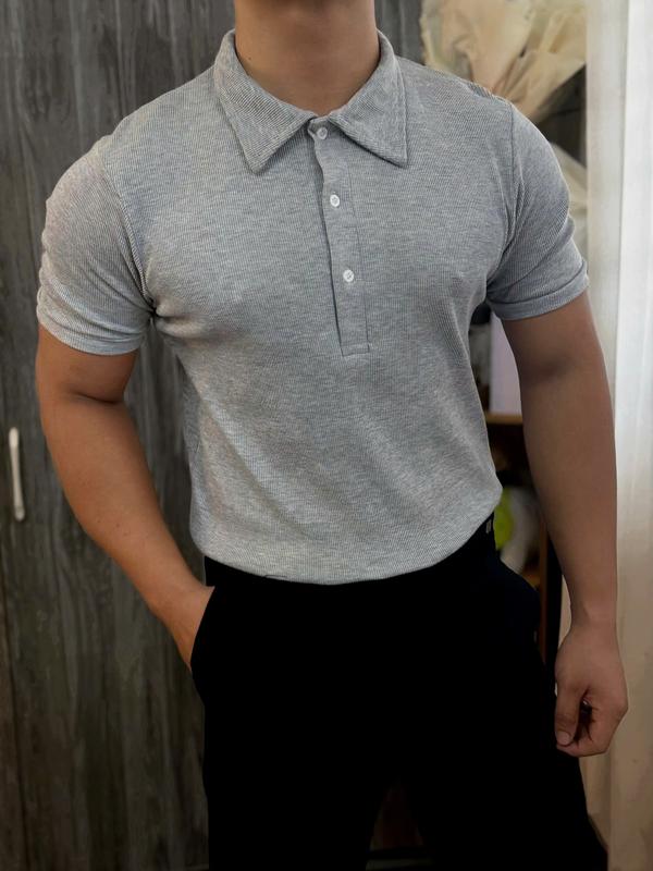 mẫu mới Áo polo nam thiết kế basic phối trụ dài tán cổ to thanh lịch vải gân dày cao cấp form body tôn dáng LTFASHION Cotton Menswear Có Cổ Dệt Shirt Nhung Thun