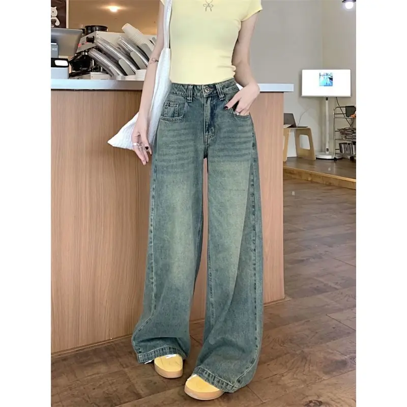 [JomelinJeans]-[JNS-207] Celana Jeans Panjang Wanita Retro Highwaist Denim | Biru Loose Korean Style  Nyaman Santai 0