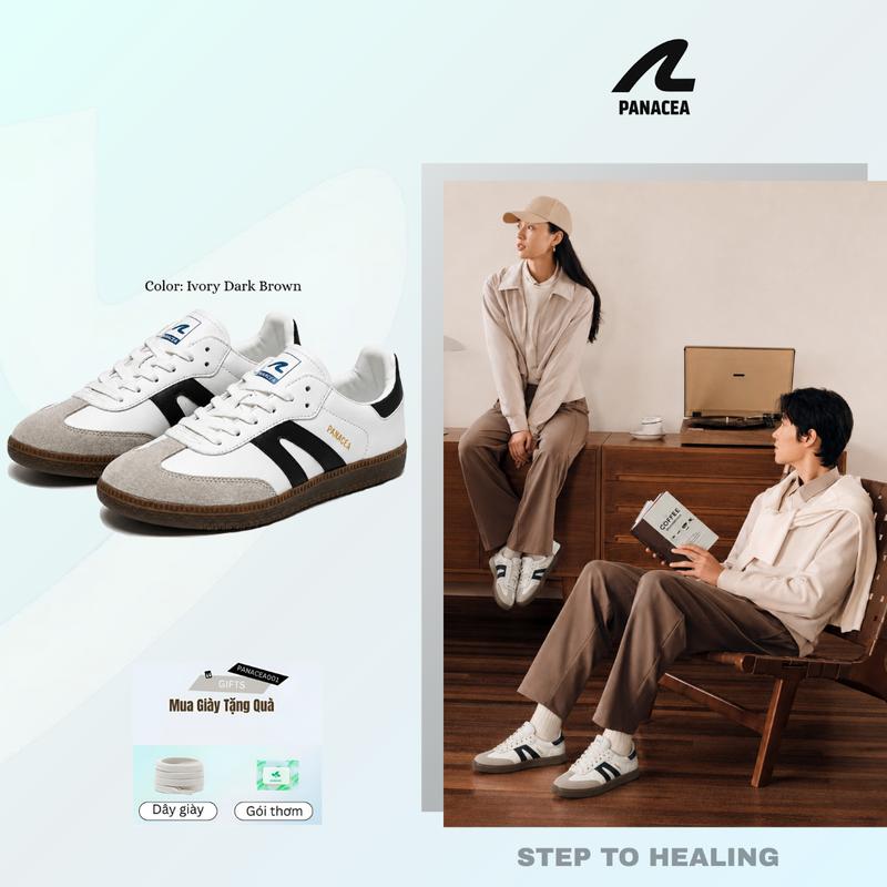 Sneaker Nam Nữ Unisex Panacea Amon- Màu Ivory Dark Brown - Basic Năng Động Đế Bằng Chống Nước Size 36-44 Giày Thoải Mái Phù Hợp Đi Chơi Đi Làm