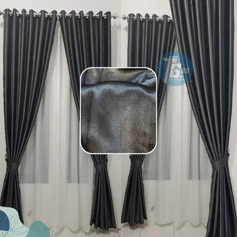 GORDEN JENDELA BLACKOUT PREMIUM POLOS 6 GELEMBUNG 12 RING SMOKRING BAHAN TEBAL DAN HALUS COKLAT Curtain 7