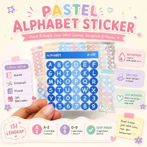 Sticker Alphabet Warna Aesthetic Bujo Deco Journal Scrapbook Diary