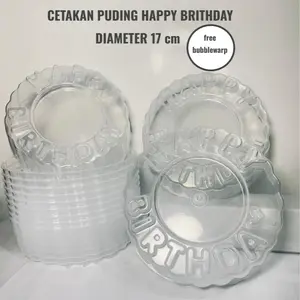 Cetakan Puding Ager Happy Brithday Bahan Plastik Warna Bening Free Packing Bubblewarp