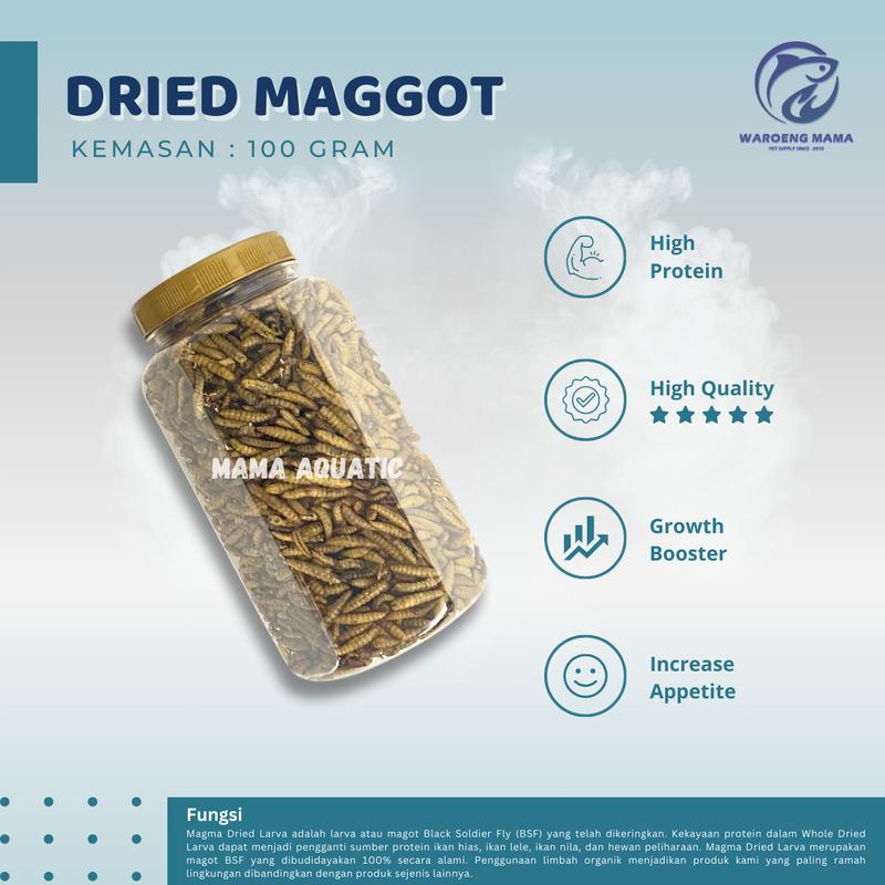 Maggot Powder Maggot Kering BSF 100 Gram Kemasan TOPLES Dried Maggot makanan ikan ...