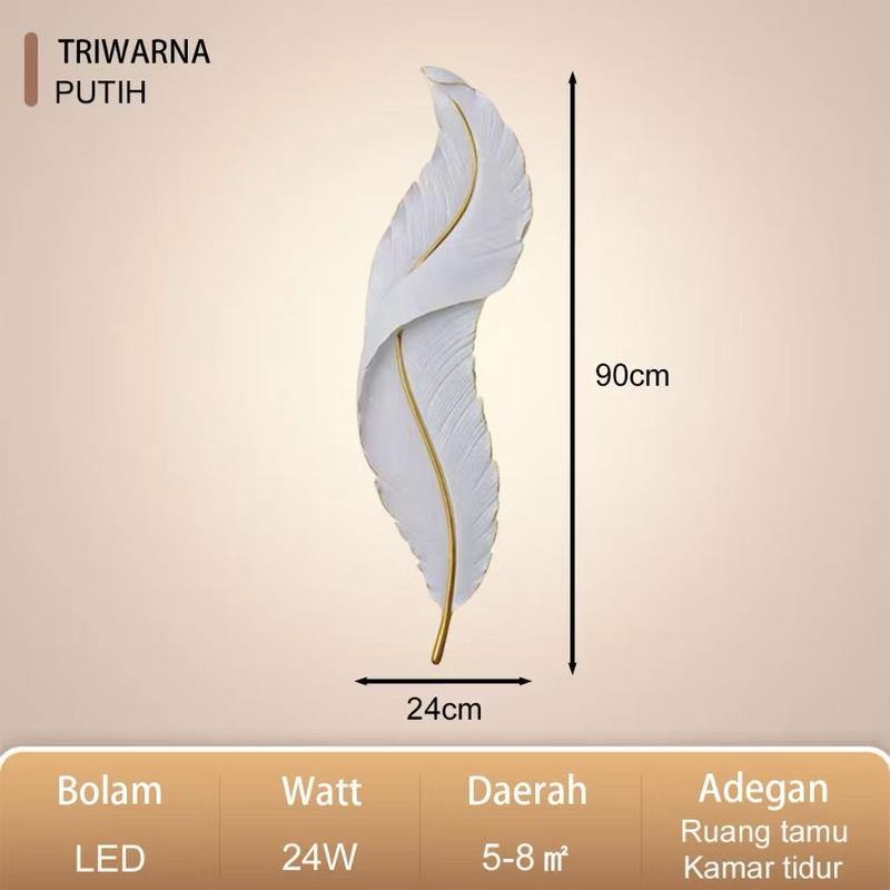 Lampu LED Woldecor Hiyasan Dinding Motif Bulu Angsa 4