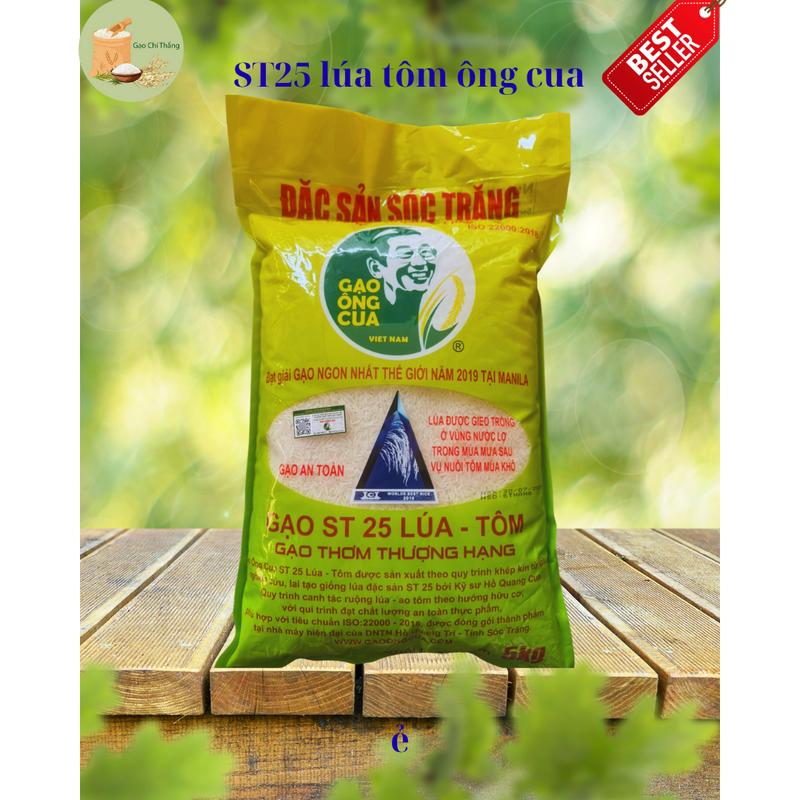 Gạo ST25 Lúa Tôm Ông Cua Túi 5kg - Gạo Chất Lượng Cao Giàu Dinh Dưỡng Thơm Ngon Mềm Dẻo