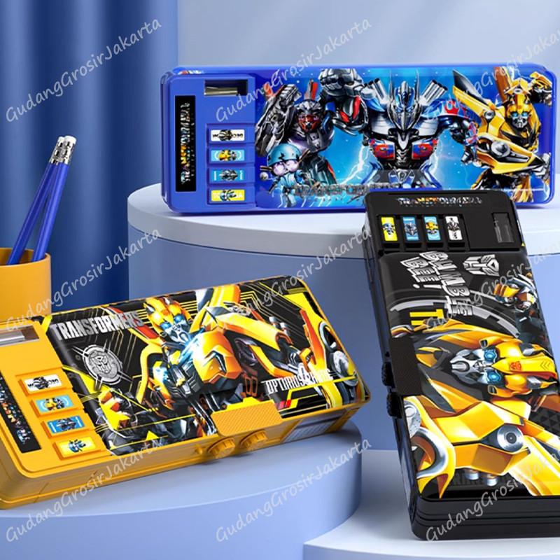 Kotak Pensil Multifungsi Motif Kartun Untuk Anak Laki-Laki /Transformer Password Pencil Case /Tempat Pensil Magnet Sandi Multifungsi Motif Kartun Untuk Anak Laki-Laki 1