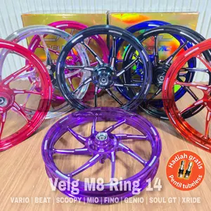 Velg Velek Pelek Racing Palang 8 Delkevic DND M8 M-8 185 215 Ring 14 Vario 110 125 150 Beat Karbu FI Street Deluxe Pop Scoopy Genio Spacy Mio Sporty Smile J M3 Fino 125 Original PNP