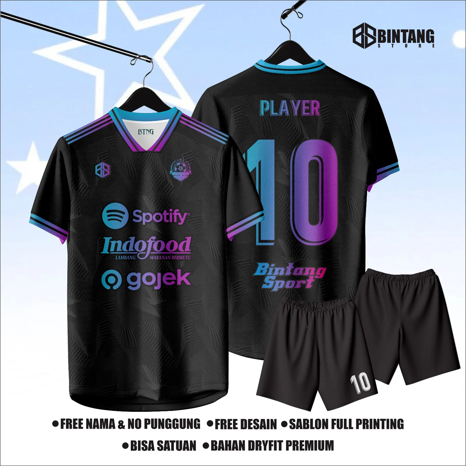Jersey Futsal BLUE PURPLE Custom Name Set
