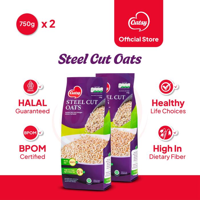 Gambar OATSY Steel Cut Oats 750g (Double Pack) dari Oatsy Oatmeal & Muesli Kota Administrasi Jakarta Barat Tokopedia
