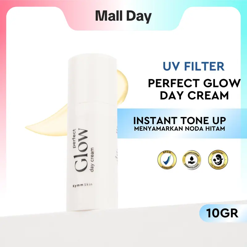 [EXCLUSIVE] KYMM SKIN Perfect Glow Day Cream 10gr with UV Protector & Anti Bluelight Kymm Skin | Krim Pagi Moisturizer Pelembab Perawatan Mencerahkan Pencerah Wajah Kusam Anti Aging Noda Hitam 0