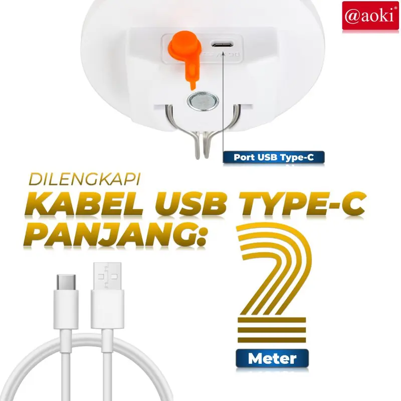 AOKI Lampu LED Magnet Dinding Bisa digantung Serbaguna Rechargable USB Warna Aesthetic - ZS 5