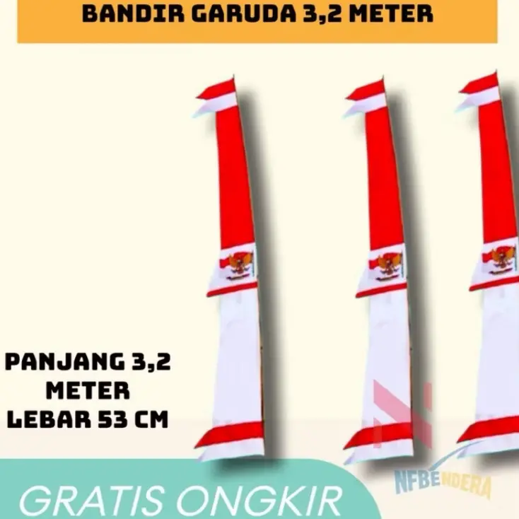 Isi 1pcs Bandir Garuda 3,2 Meter - Panjang 3,2 Meter, Lebar 53 CM - Gratis Ongkir