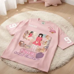 [Bonus Stiker Nama] KAOS T-SHIRT ANAK BASEBALL CEWE KOMBINASI SAKURA SABLON KATUN COMBED 30s USIA 1-12 TAHUN