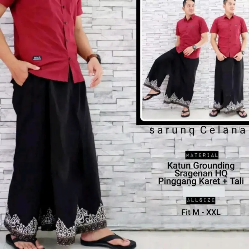 Celana Sarung Hitam Polos Pria Dewasa # Celana Sarung Polos Panjang Dewasa Bahan Katun Rayon adem Dipakai#Celana sarung batik pria wanita dewasa 1
