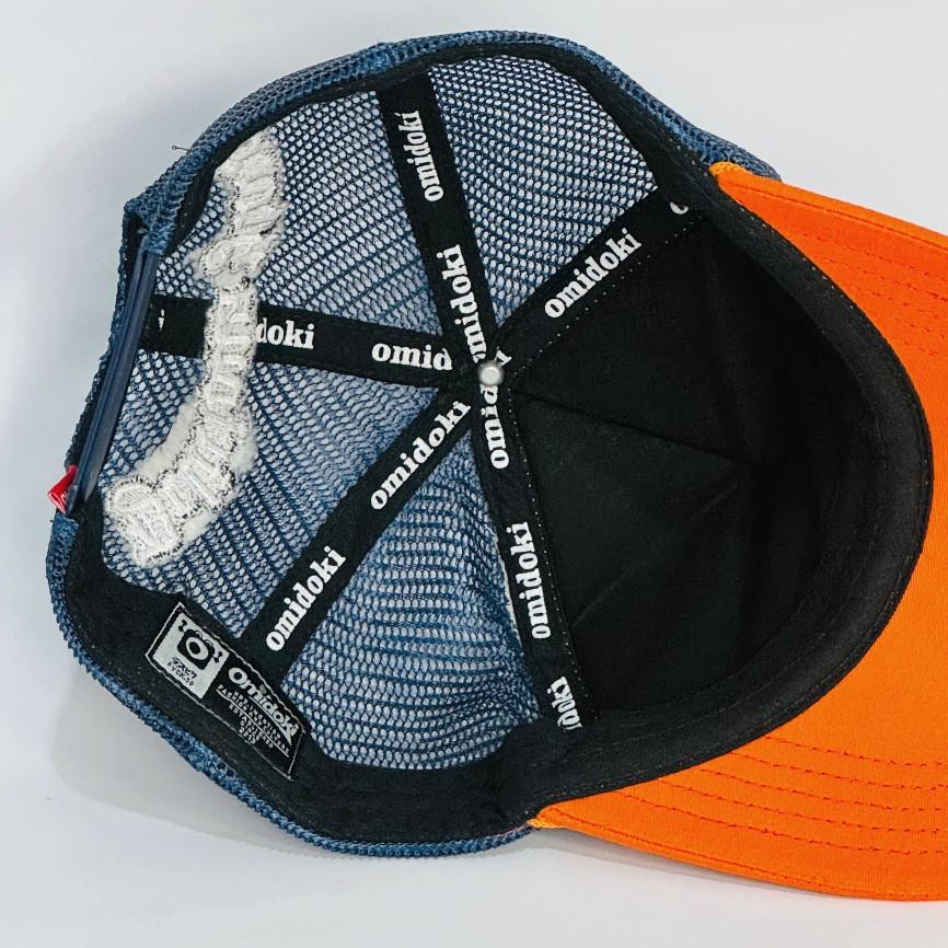 Topi Jaring Omidoki Trucker Hat Orange Navy Putih