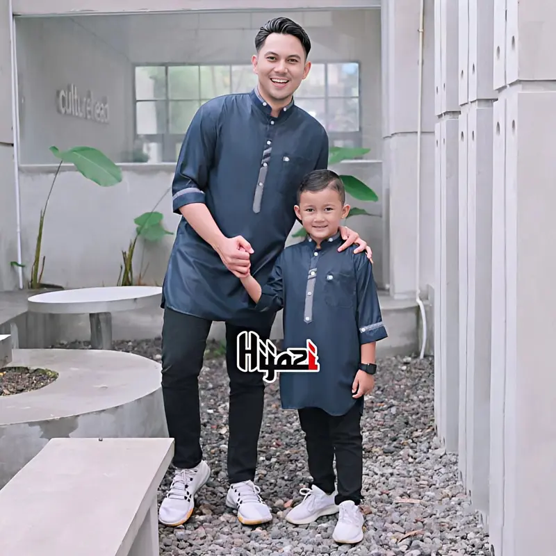 Baju Koko Kurta Atasan Muslim Hijazi Couple Ayah Pria Dewasa Anak Laki Laki Model Terbaru Size M, L, XL, XXL, Big Size Jumbo Bisa COD Katun Pasangan Syari Untuk Lebaran 2