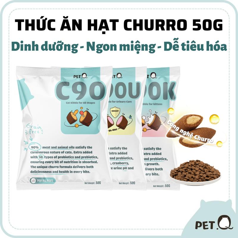 Thức ăn hạt cho mèo PetQ Hạt Churro C90 90% từ thịt & dầu động vật Dinh dưỡng Ngon miệng Dễ tiêu hóa Mọi độ tuổi